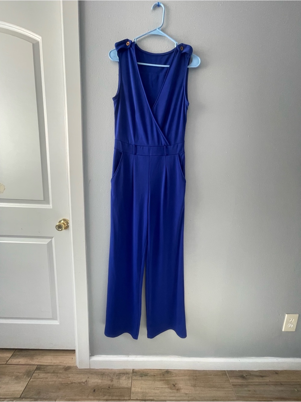 Sleeveless Cobalt Blue Jumpsuit - Elegant Wide-Leg